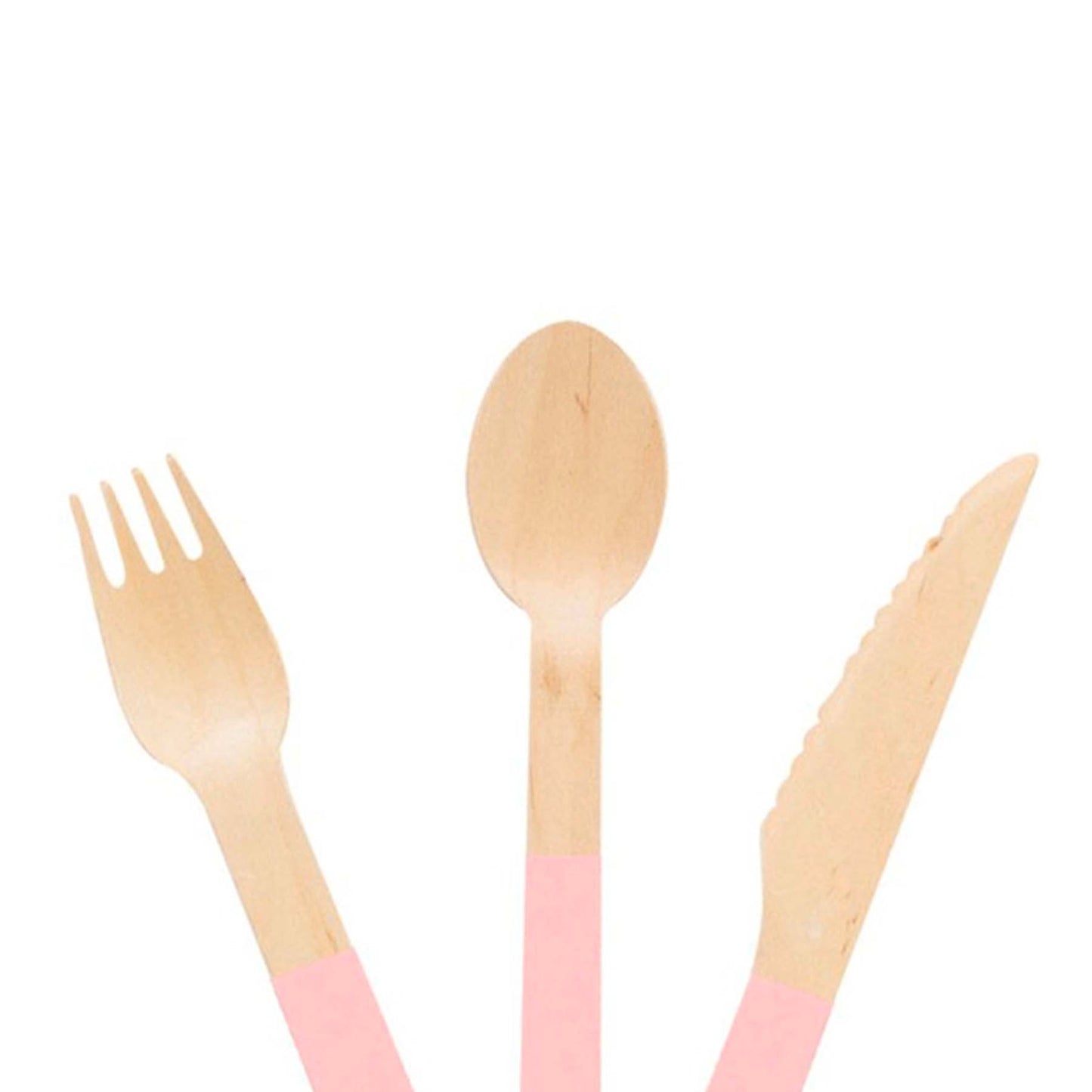 Pastel Pink Wooden Utensils (Set of 24)