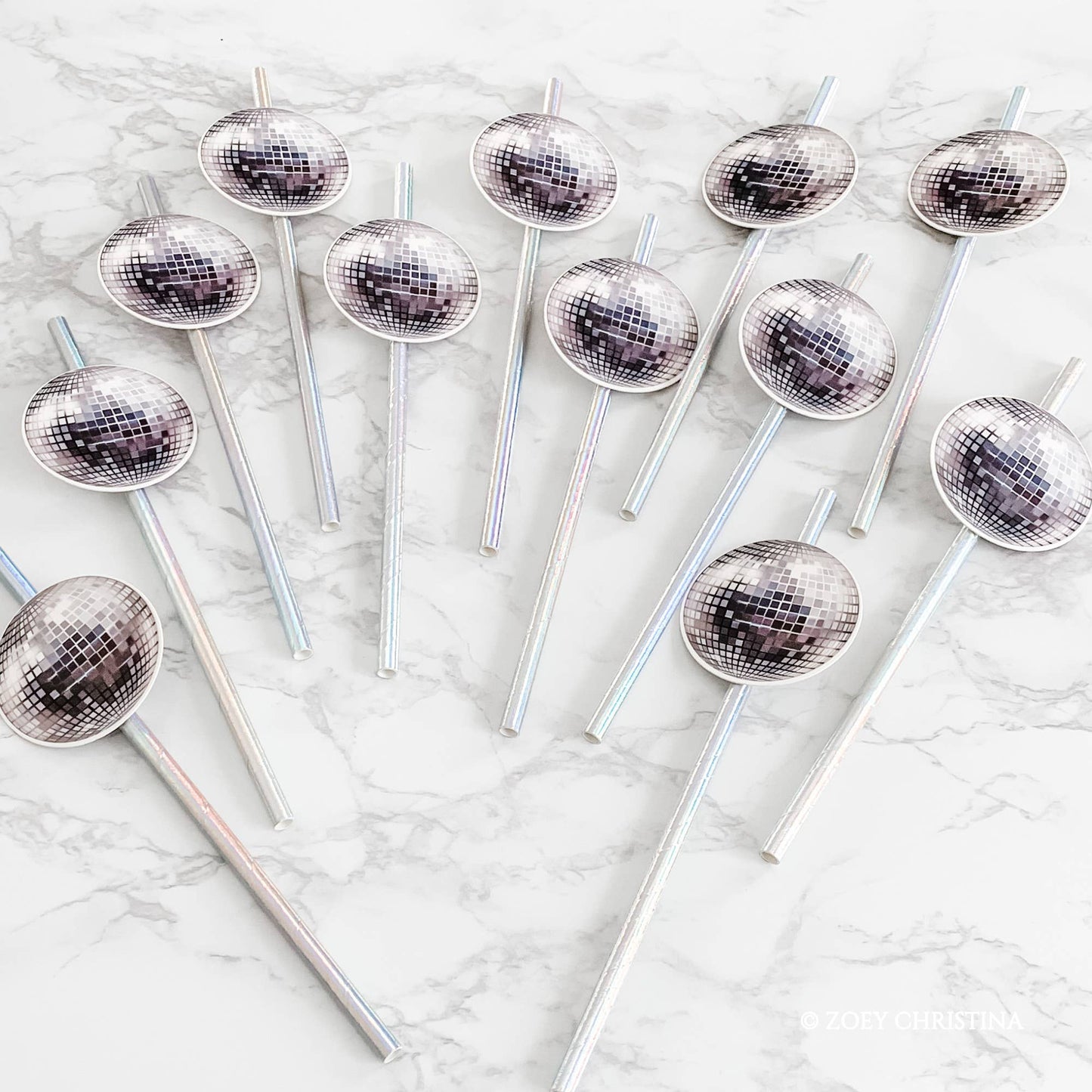 Disco Ball Themed Paper straws (12 Pack)