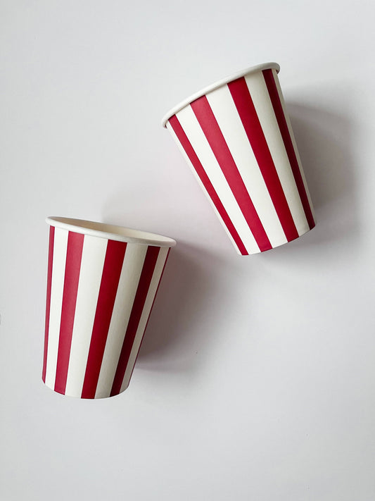 Red Striped Cups (Set of 8)