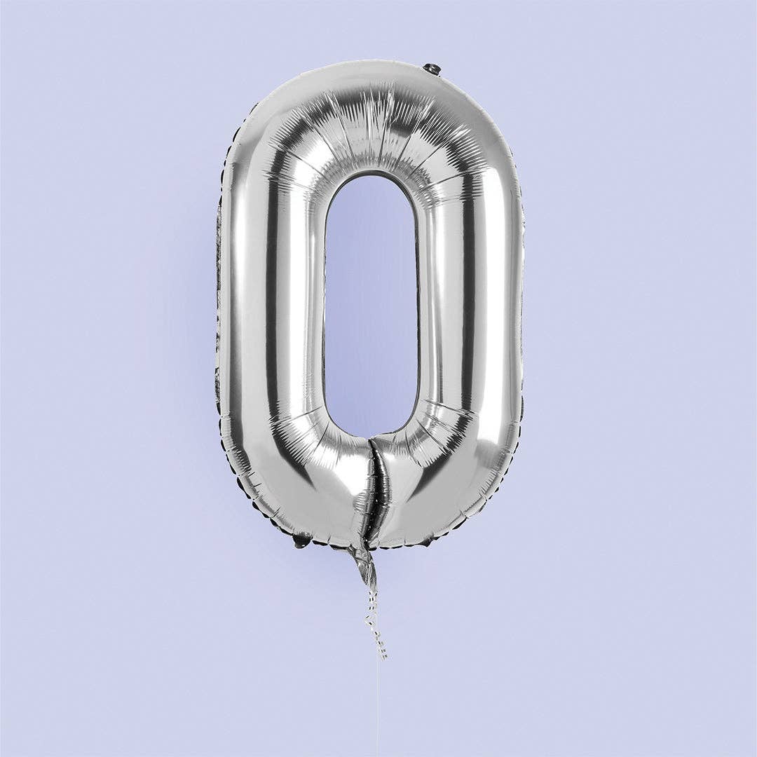 Silver Number '0' Foil Balloon 34"