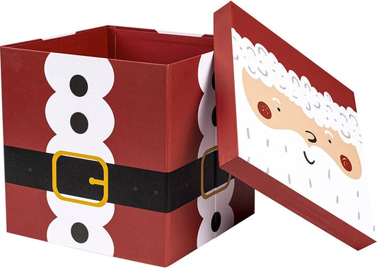 9" x 9" x 9" Holiday Gift Box w/ Tissue Paper & Lid | Santa