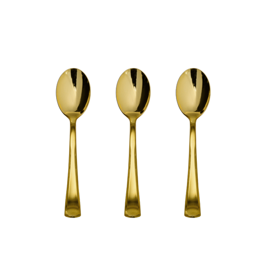 Exquisite Classic Gold Plastic Teaspoons - 20 Count