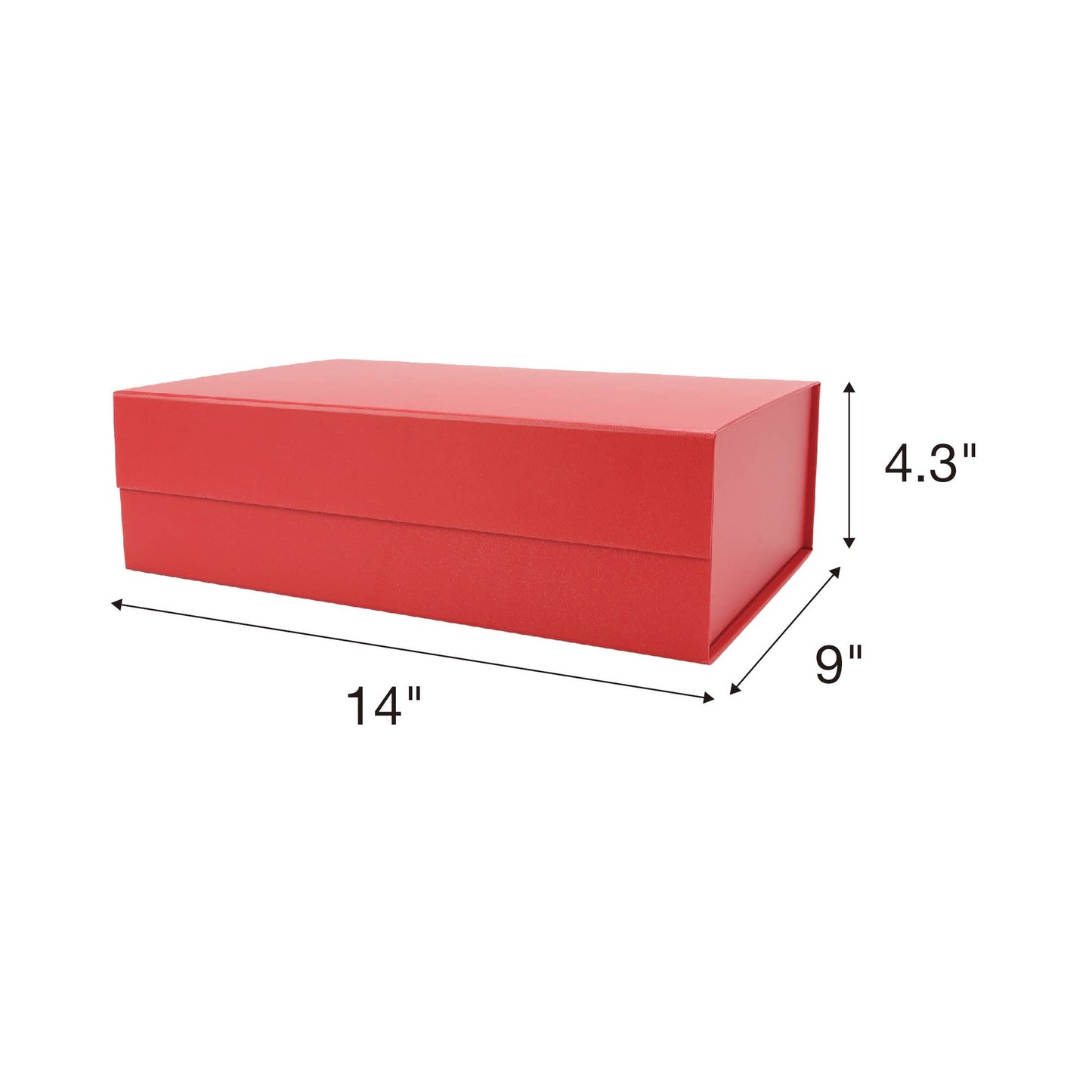 14" x 9" x 4.3" Collapsable Gift Box w/ Magnetic Square Flap: Red