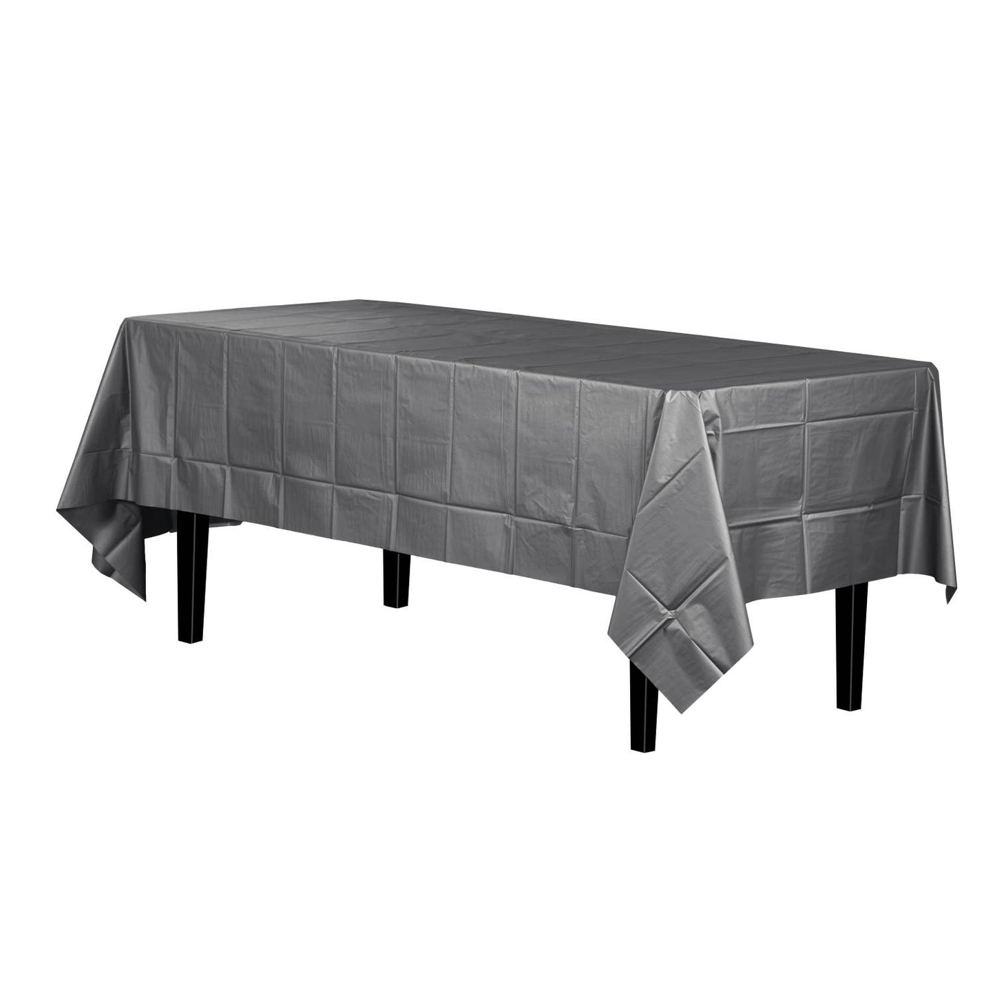 Silver Disposable Plastic Tablecloth - 54 in. x 108 in.: Silver / 54 in. x 108 in.