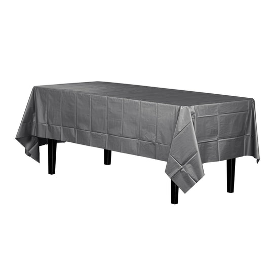 Silver Disposable Plastic Tablecloth - 54 in. x 108 in.: Silver / 54 in. x 108 in.