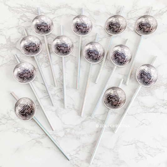 Disco Ball Themed Paper straws (12 Pack)