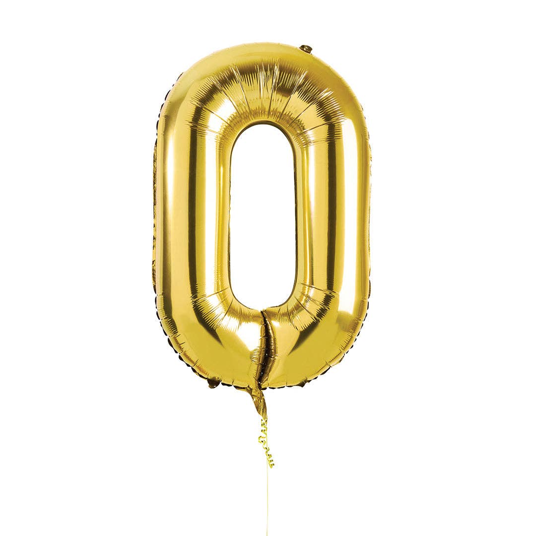 Gold Number '0' Foil Balloon 34"