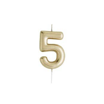 Gold Number '5' Candle