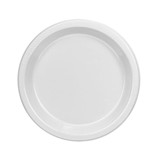 9 In. White Plastic Plates Disposable - 50 Ct.: White / 9 in.