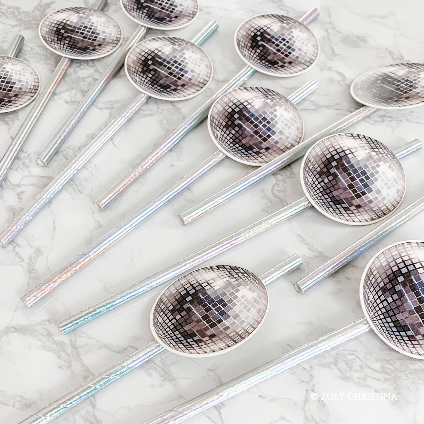 Disco Ball Themed Paper straws (12 Pack)