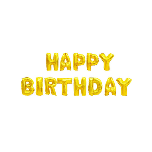 Happy Birthday Mylar Kit 16" - Gold: Gold