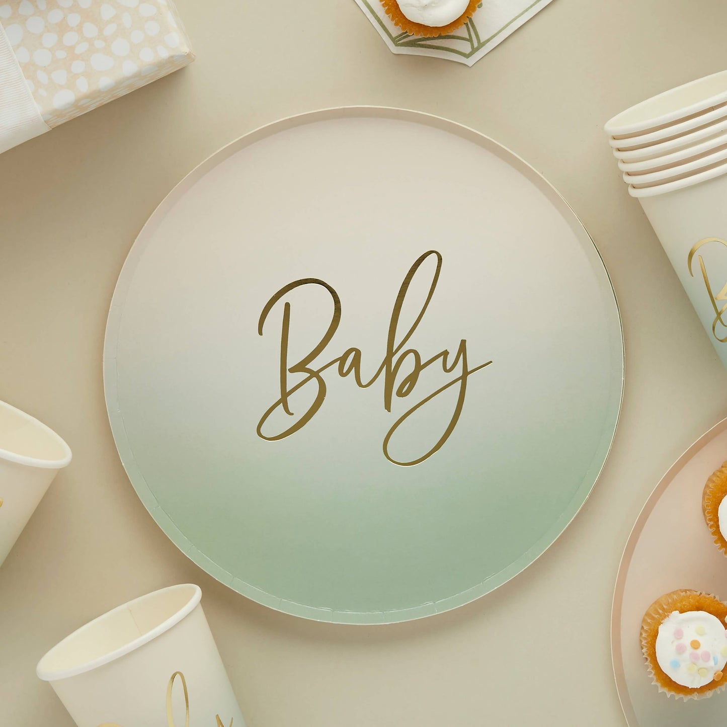 9" Sage 'Baby' Paper Plates 8 Pack