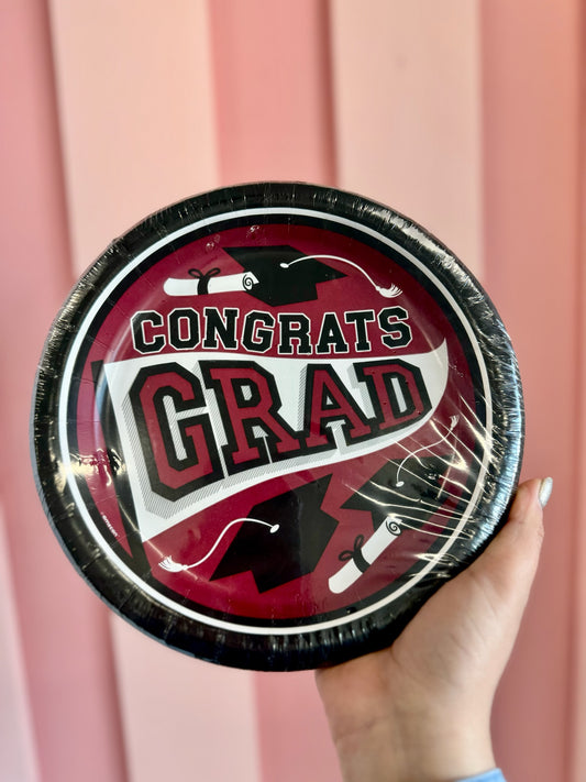 Grad Maroon Plates (20CT)