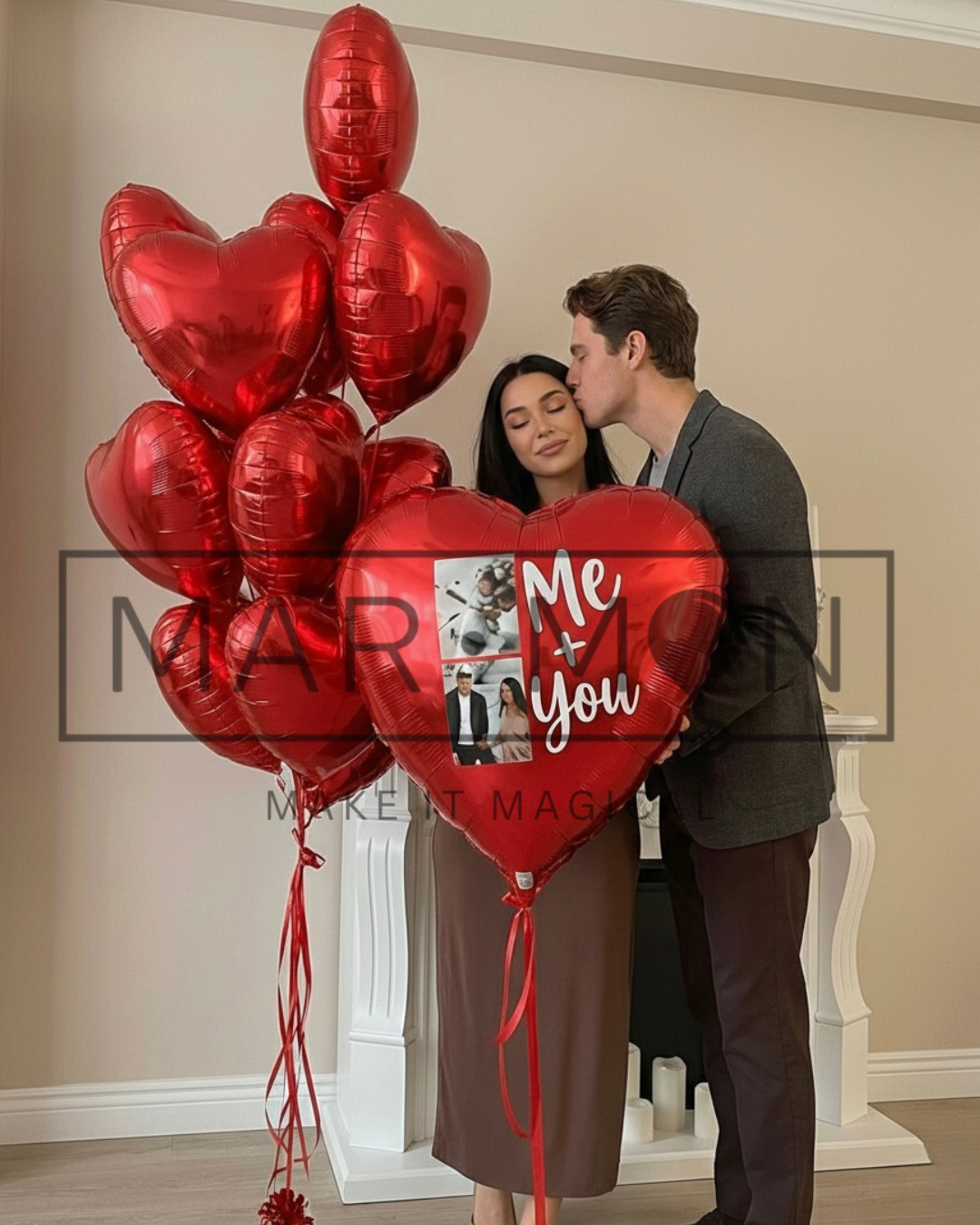Customized Jumbo Red Heart Foil Balloon (36”)