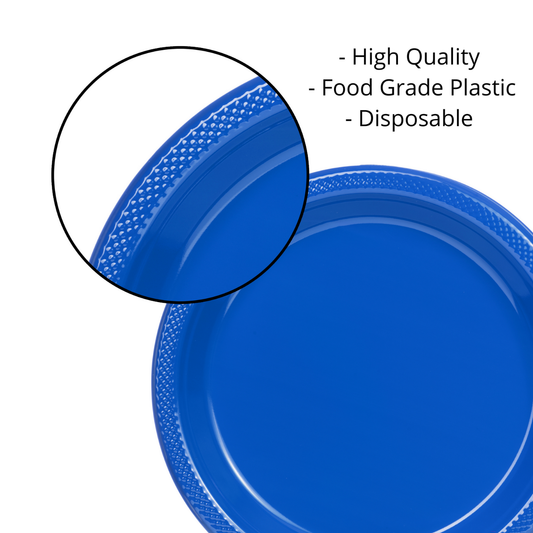 7 In. Dark Blue Plastic Plates Disposable - 50 Ct.