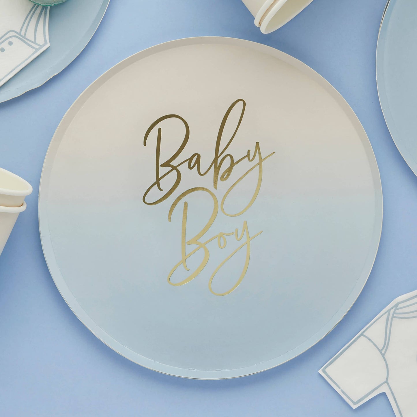 9" Blue 'Baby Boy' Paper Plates 8 Pack