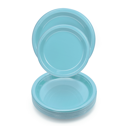 9 In. Light Blue Plastic Plates Disposable - 50 Ct.