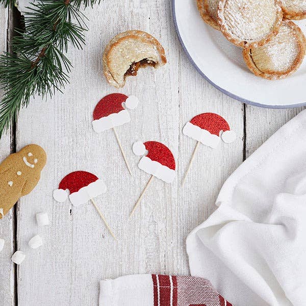 Santa Hat Food Picks 6 Pack