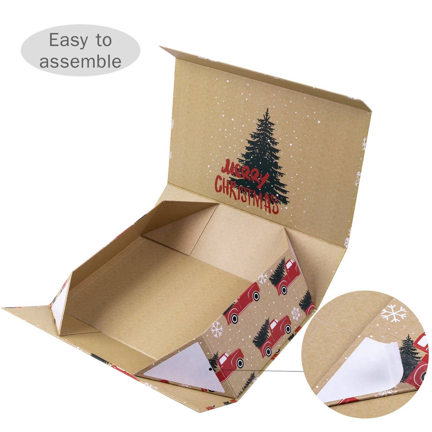 14" x 9" x 4.3" Red Truck w/ Christmas Tree Holiday Gift Box