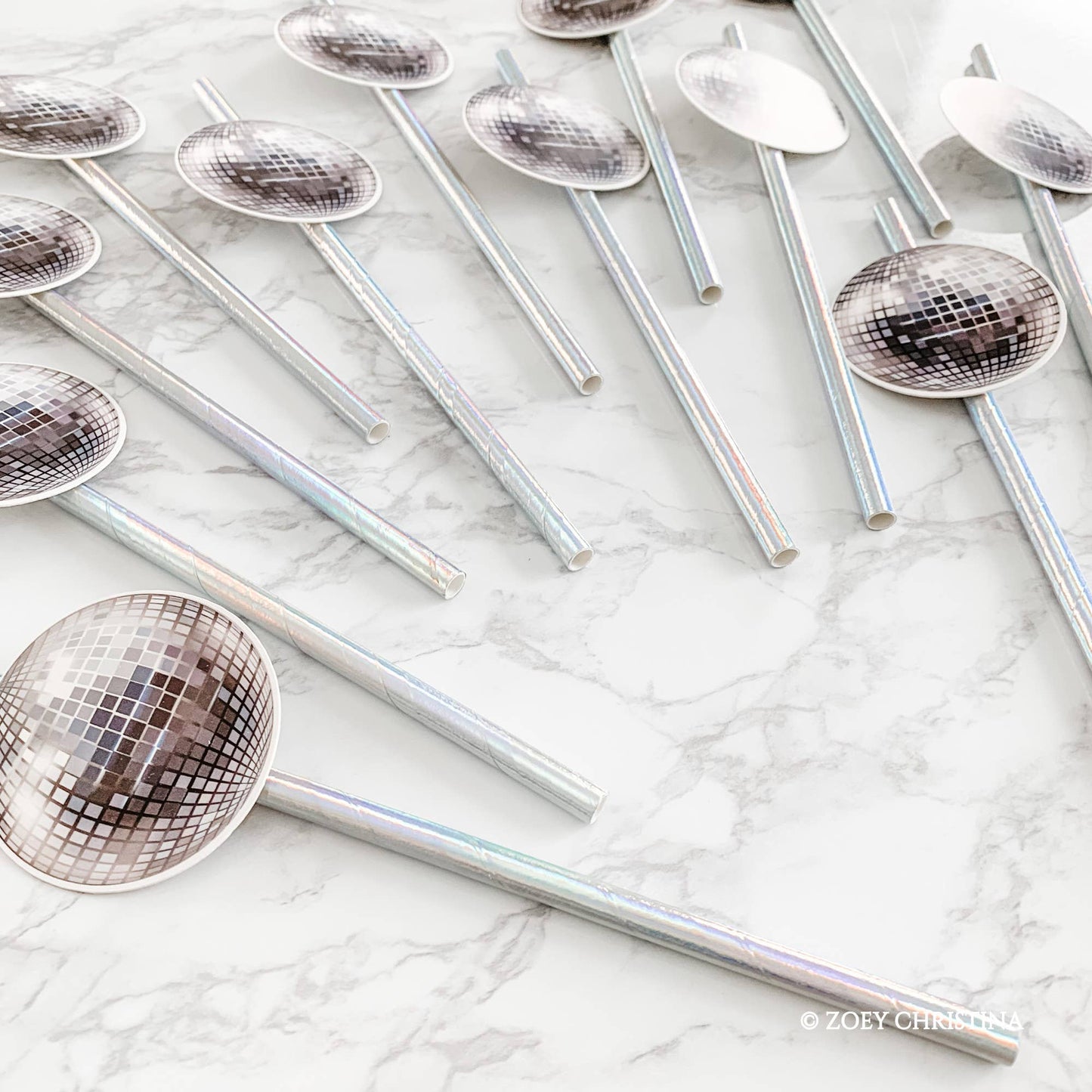 Disco Ball Themed Paper straws (12 Pack)