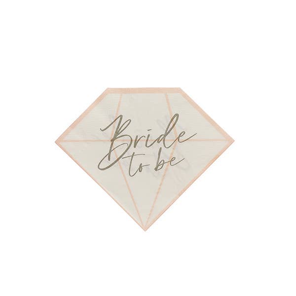 Diamond 'Bride To Be' Paper Napkins 16 Pack