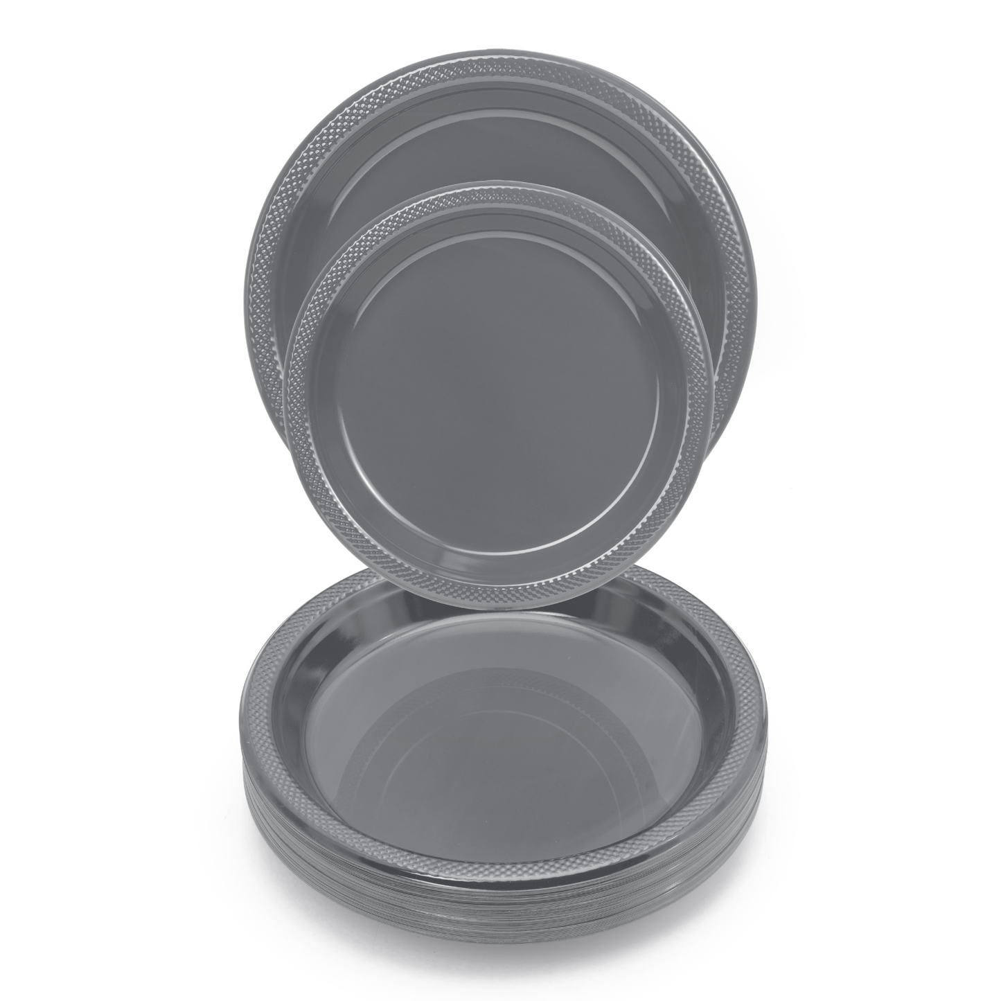 10 In. Silver Plastic Plates Disposable - 50 Ct.