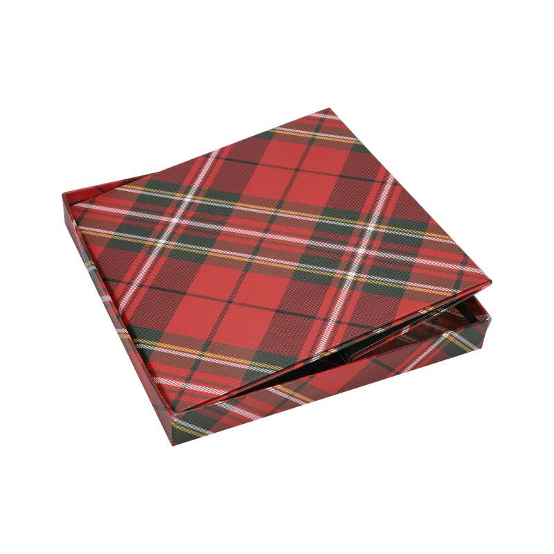 9"x9"x9" Collapsable Holiday Gift Box w/ Removable Lid|Plaid