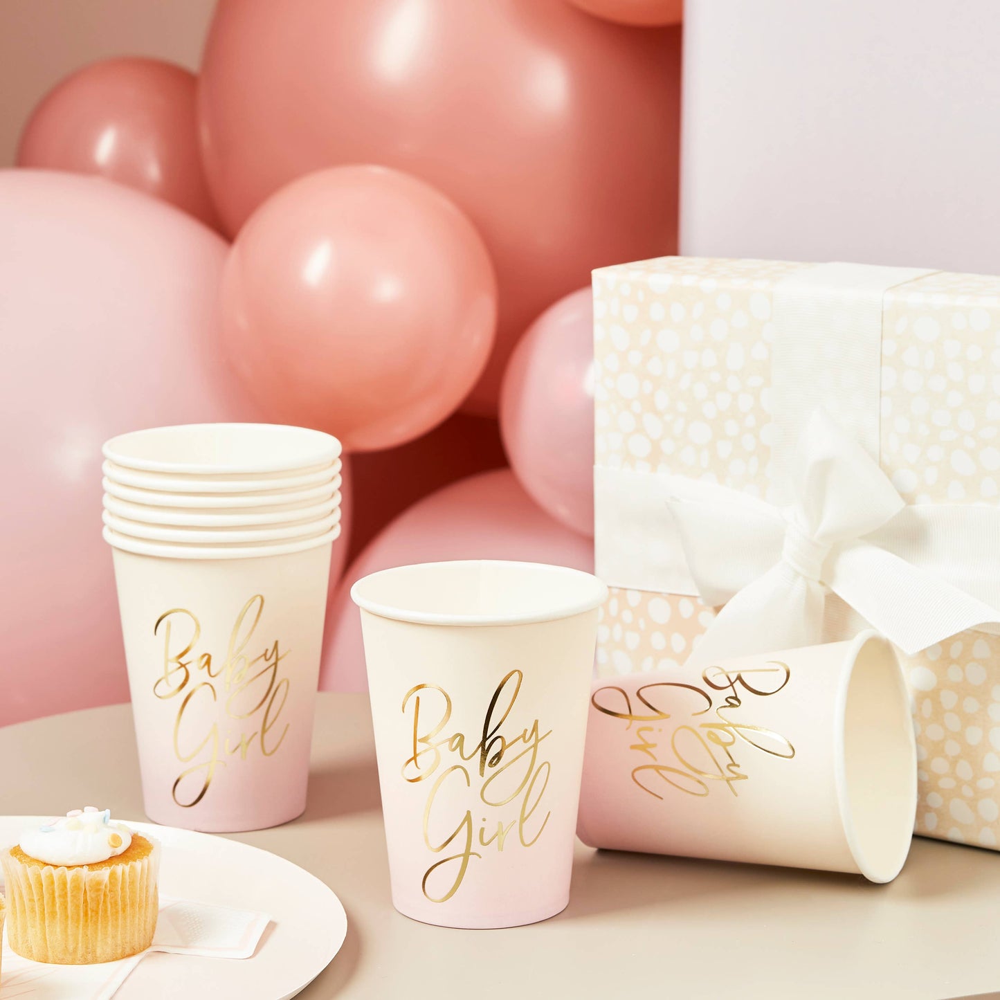 Pink 'Baby Girl' Paper Cups 8 Pack