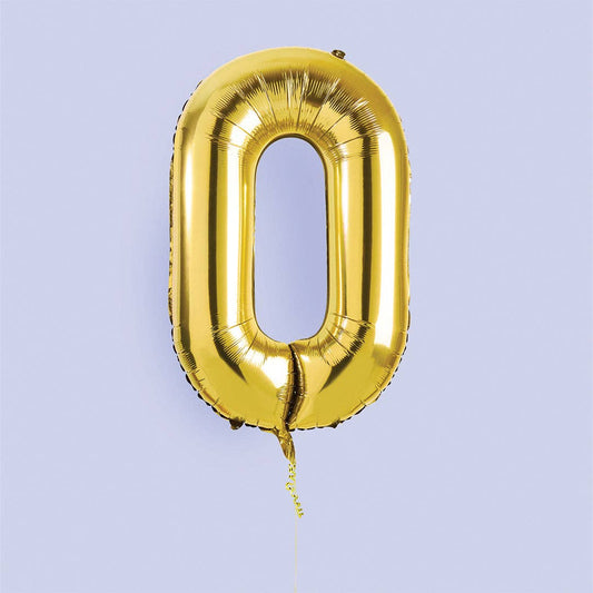 Gold Number '0' Foil Balloon 34"