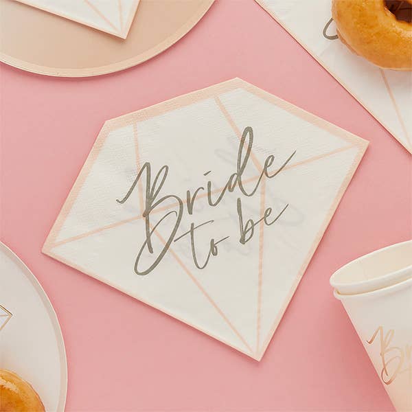 Diamond 'Bride To Be' Paper Napkins 16 Pack