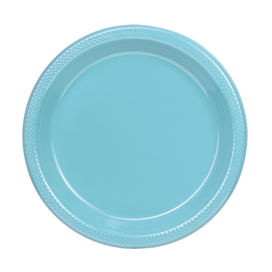 7 In. Light Blue Plastic Plates Disposable - 50 Ct.